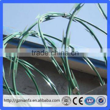 45-100 cm loop diameter pvc/galvanized Security anti rust Barbed wire/ Razor Barbed Wire (Guangzhou Factory)