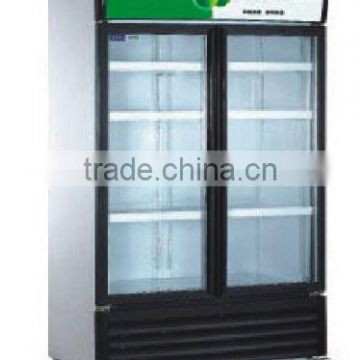 Commercial refrigerator double doors Air cooling display cooler drinks display fridge supermarket display refrigerator