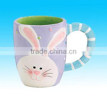 Easter Bunny Face Purple Polkadots 14oz Coffee Mug