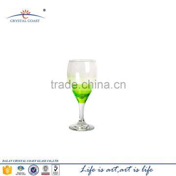 Wholesale hand made hot selling green color wine glass goblets