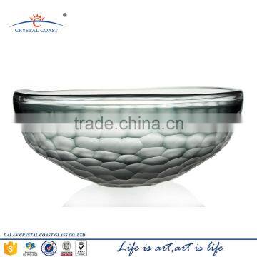 Home decor wide mouth oval mosaic glass bowl for fruit