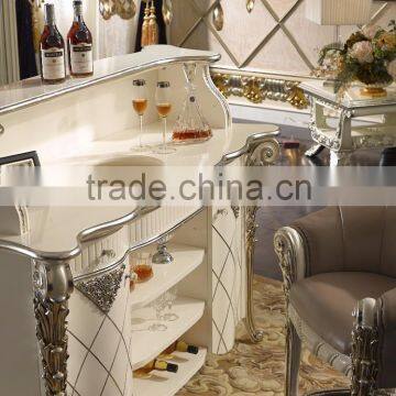 Comfortable French Louis XV Style Bar Chair, Silver Foil Leather Seat Bar Chair photo-4