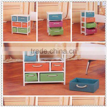 Elegant Chic Custom Wooden Cabinets With Wicker Drawers for Living Room Kitchen Bathroom photo-6