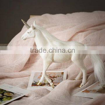 Pure White Decorative 3D Resin Unicorn Figurine photo-2