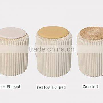Creative Paper Furniture,Portable Small Stool,Pure Manual Round Stool Folding Stool (cream-colored) photo-5