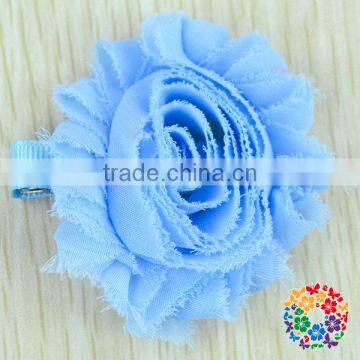 2015 Wholesale Beautiful Purple Artificial Chiffon Flower Shabby Flower Hair Clips For Kids & Girls photo-3