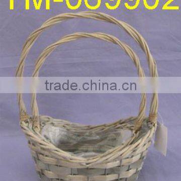 Boat Shaped Willow Garden Basket With Plastic Liner