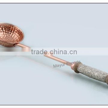 Copper Hammered Ladle with Metallic Wooden Handle