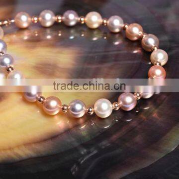 AAA 14-15mm Round Multicolors Edison Pearl Bracelet photo-2