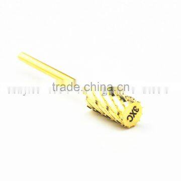 XXX Course Total Length 40MM Shank Diameter Barrel Ball Golden Carbide Burr for Nail HUAXING JIANGYIN