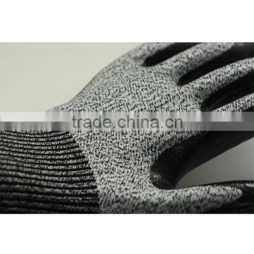 NMSAFETY CE EN388 4343 Black Smooth Nitrile on Palm HPPE Glove Cut Level 3 Cut Resistant Glove Anti-cut Safety Working Glove photo-2