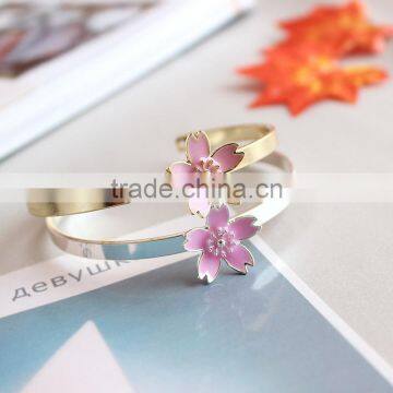 Cherry Blossom Cuff Bangle Gold Bangle Flower Cuff Bangle