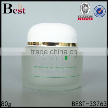 80g new products frosted elegant glass jar personal care cream cosmetic jar glass with white half round lid cost price