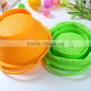 Silicone Folding Bowl Vegetable Wash Basket Friut Basin photo-6