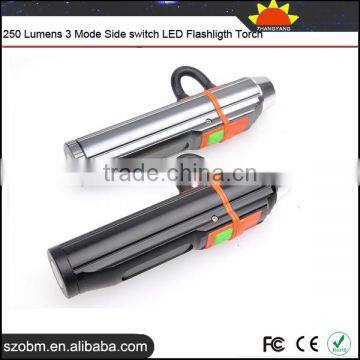 China supplier XPG-R5 LED 250 Lumens 3 Mode Side switch flashlight emergency light