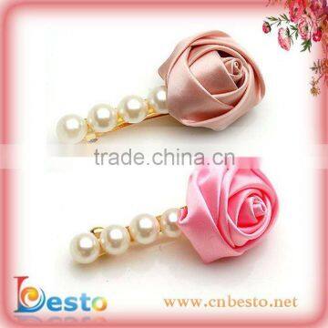 CF0213 Pretty beautiful small satin rose flower hair clip brooch for adult