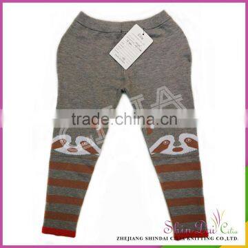 Directly sell from factory brown baby winte warm knitting trousers with jacquard