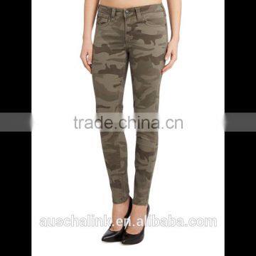 OEM women skinny camouflage export jeans made in china