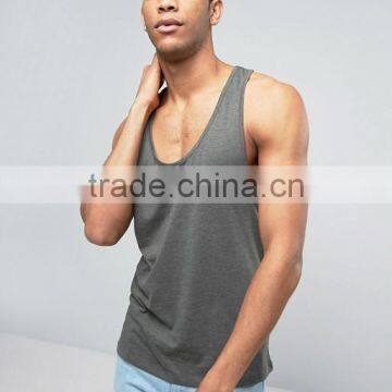 2017 Cheapest Wholesale High Quality Summer Custom Grey Gym Wear Comfortable Cotton Spandex Casual Men's Sport Tank Tops