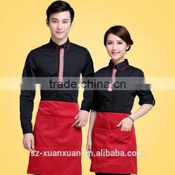 Custom high quality hotel long sleeve waiter uniforms for coffee/hotel/resterant autumn and winter