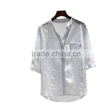 GZY White Linen Fabric for Shirt Long Sleeve Stock Export China 2017 Wholesal Guangzhou Comfortable and Causal Model photo-5