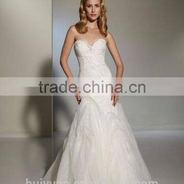 luxrious beaded strapless mermaid sweetheart bling wedding dress