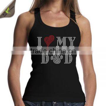 Latest Fashion AKA Afro Girl Rhinestone Transfer Motif On Cotton Black Fabric Tank Top Clothes photo-5