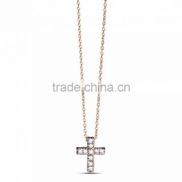 Gold Plated Cubic Zirconia Studded Cross Pendant