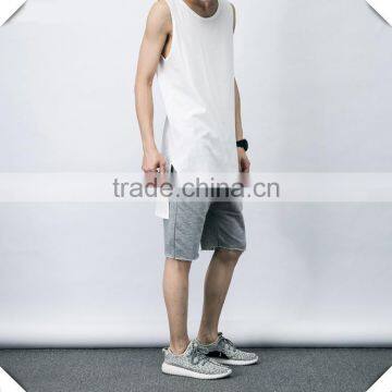 fashion stylish long blank white plain tank tops streetwear hip hop tank top OEM for man with long tail