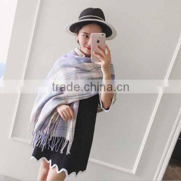 Popular Style Girl Scarf Spring and Autumn Grid Imitated Cashmere Material Useful for Nearly Any Occasion Ladies Cappa photo-5