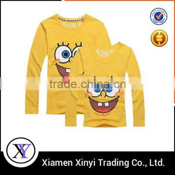 European style popular soft cotton yellow long sleeve tshirt unisex