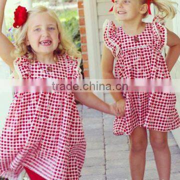 Apple Printed Lace Ruffles Sleeves Girls Party Dresses Best Selling Products 2017 In USA