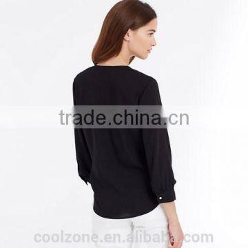 2015 New Collection Blouse 100% Polyester Dissymmetry Front Lady Blouse photo-5