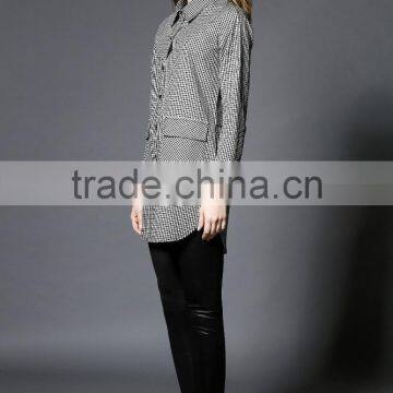 2017 New Design Simple Lattice Blouse OEM Service Guangzhou Cheap Wholesale photo-4