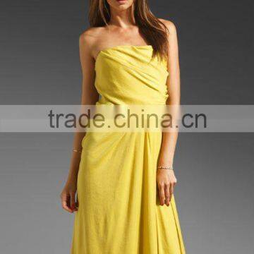 strapless draped side waist gown