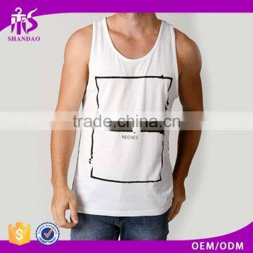 2016 Guangzhou Summer Men Casual Printed 60%Cotton 40%Polyester Sports Singlets