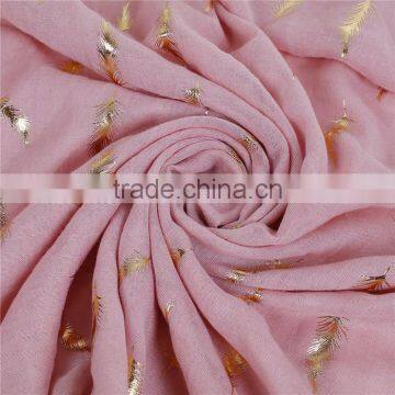 Cotton Polyester Blend Scarves & Wraps Rectangle Golden Pink Feather Custom Design Scarf photo-3