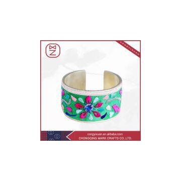 Best Selling Miao Silver and Copper Bracelets Luxury Plain Embroidered Fabric Bangles for Beautiful Women photo-3
