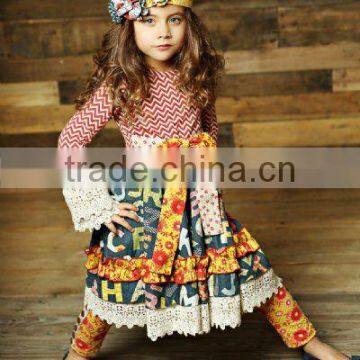 Good Quality Polka Dot Ruffle Fall Gril Boutique Dress photo-6