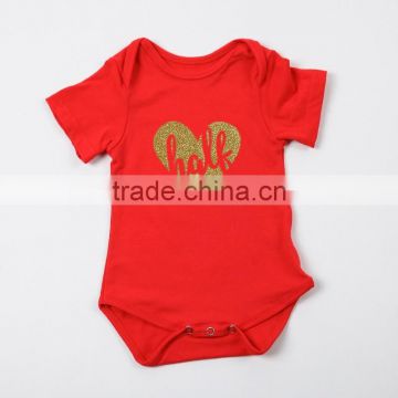 Red print halt organic soft cotton baby romper toddler clothes wholesale