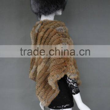 Fashion Modren 2016 Rabbit Fur Knitted Winter Warm Triangle Shawl for Women photo-3
