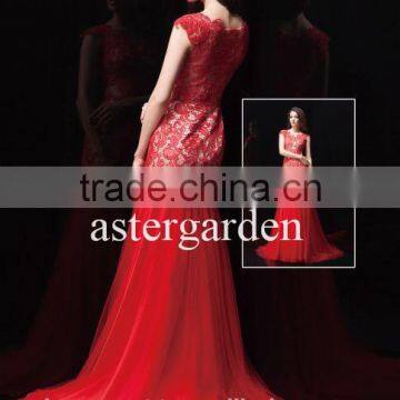 2017 Real Photo Evening Dress Modern Beaded V- Neck Lace Prom Gown Evening Dress As1 photo-4