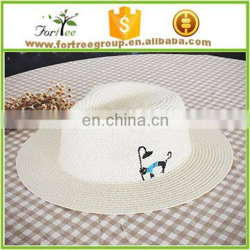 2016 New Arrival Straw Fedora Hats With Cartoon Embroidery photo-4