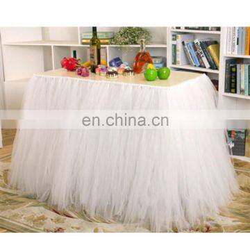 Yellow Lace Tulle Table Skirt Wedding Banquet Table Cloth photo-6