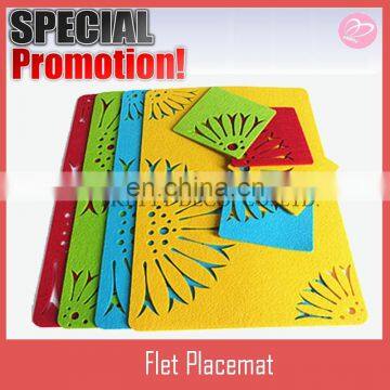 Flower style Polyester felt placemat,table placemats,coasters set