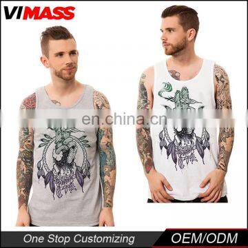mans cotton custom stringer gym tank top printing