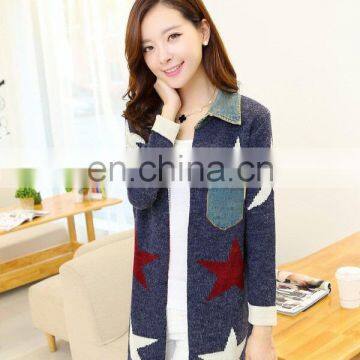 Ravishing two colors star printed long cardigan