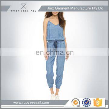 Thin and Soft Denim Girls Jumpsuirt Strap top Denim Jumpsuit