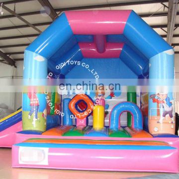 Colorful bouncy house combo commercial inflatable bounce with slide