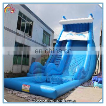 Factory price giant inflatable slide,inflatable dolphins water slide,inflatable slide with pool for sale